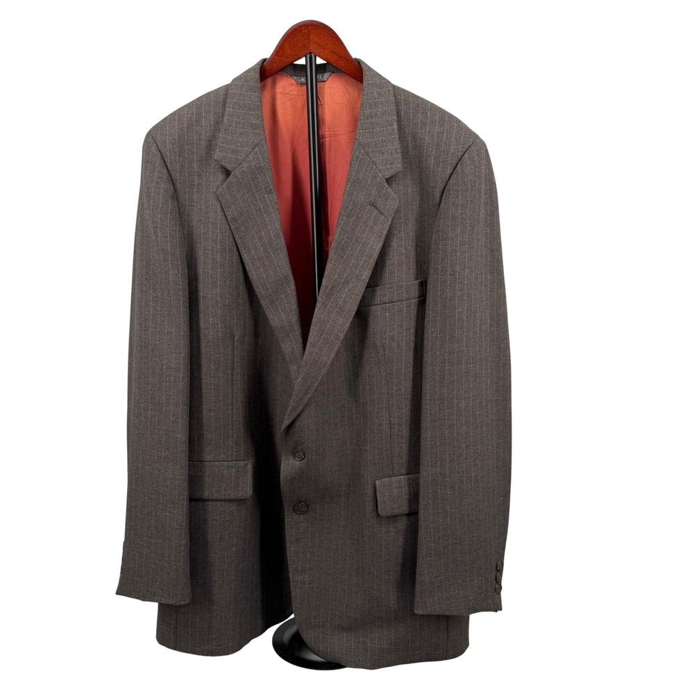 Vtg Levi Strauss Business Class Mens Suit Jacket 46L Brown Pinstripe Blazer USA